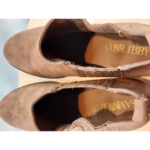 Sam & Libby Faux Brown Leather Ankle Boots Womens Size 11 - Picture 9 of 10